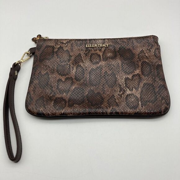Ellen Tracy Python Wristlet Brown/Chocolate Color - Picture 1 of 9